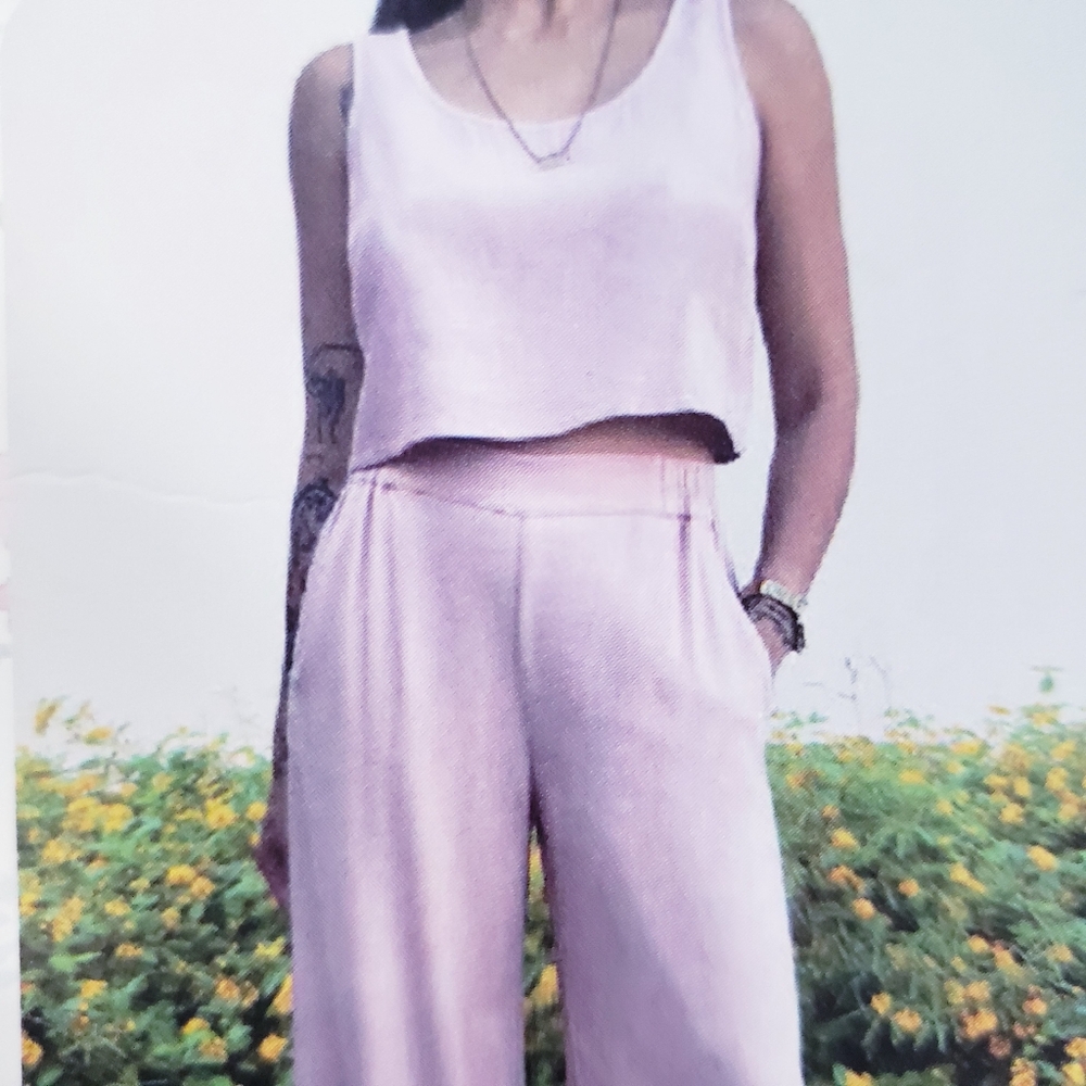 REWASH NWT Linen Blend Crop Top - Dusty Rose - S